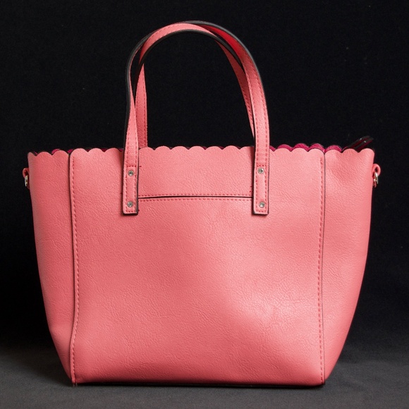 Coral Pink Faux Leather Small Tote Bag Candie’s by Fergie - Picture 3 of 17